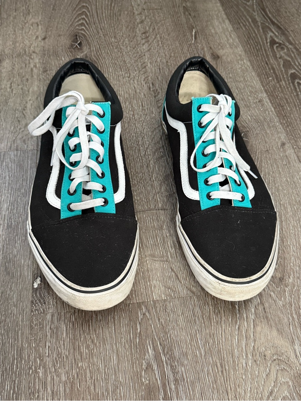 Vans Black & Teal Low-Top Skate Sneakers |Size 15
